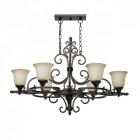 Chandelier noir country 6 ampoules 205 cm
