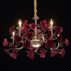 Chandelier rouge flora 5 ampoules 88 cm