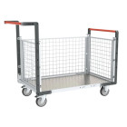 Chariot modulaire grillagé 2 dossiers + 1 ridelle plateau tôle galva 1000 x 600 mm 250 kg - 806724254