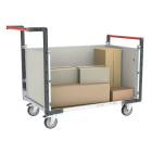 Chariot modulaire PP alvéolaire 2 dossiers + 1 ridelle plateau tôle galva 1000 x 600 mm 250 kg - 806724284