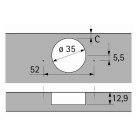 Charnière Sensys sans amortis. HETTICH Porte 15 à 32mm 110° porte rentrante à visser - 9091600