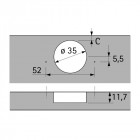 Charnière INTERMAT pousse-lache TH 42 à VISSER, ouverture 110° A visser TH 42 B-3.5mm (coudure 16 mm) CG3930481