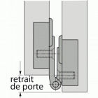 Charnière invisible spécifique 180° pour portes pliantes avec axe de rotation décalé
