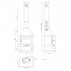 Fm cheminée métallique c-100 13,5kw avec porte en fonte