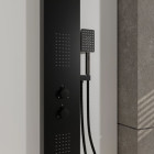 Colonne de douche effet pluie - 140x20cm - acier inoxydable brossé noir mat NEO Aurlane - COL071