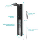 Colonne de douche à hydromassage 22x125cm - Verre trempé avec plaque Inox- ALPHA BLACK0 Aurlane - COL044