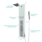 Colonne de douche à hydromassage 22x125cm - Verre Trempé avec plaque Inox - ALPHA WHITE Aurlane - COL043