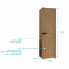 Colonne façade ondulée 35x30x120 cm - 2 portes en MDF décor bois - MILO Aurlane - LAV1067