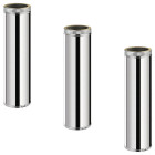 Lot de 3 tdpi1000 conduit double paroi isolé polycombustible longueur 100 cm    inox   ø175