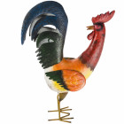 Coq métal rouge tourne la tête 45cm