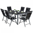 Cordoba plus salon de jardin 6 chaises + table alu      noir