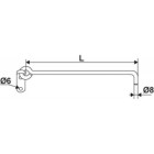 Crochet sur platine à crémaillère en aluminium ø 8 mm longueur 300 mm livré sans crémaillère