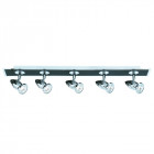 Plafonnier 80cm comet chrome et noir mat, 5 spots