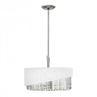 Suspension gigi, nickel poli, cristal, organza blanc, 3 éclairages