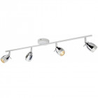 Plafonnier 4 ampoules marine, chrome / blanc