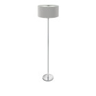 Lampadaire drum pleat, en chrome et verre, abat-jour gris