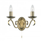 Applique bernice, laiton antique, 2 ampoules