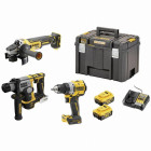 Kit 3 outils XR 18V 5Ah brushless DEWALT perceuse visseuse DCD800 + Perforateur SDS plus DCH172 + Meuleuse d'angle DCG405 - DCK355P2T-QW