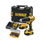 Perceuse visseuse dewalt 18v xr - 2 batteries 4.0 ah li-ion + chargeur + coffret + coffret d'embouts - dcd777m2ta