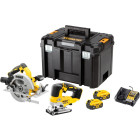 Pack outil sans fil - scie sauteuse + scie circulaire - DEWALT - avec 2 batterie 18V 5.0Ah - chargeur - TSTACK - DCK2012P2T-QW