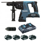 Perforateur-burineur sds+ 36v makita - 2x18v li-ion 5ah - 26mm - 4xbatteries + 1xchargeur rapide + 2 coffrets transport + accessoires - dhr264pt4j