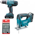 Pack 2 machines 18v: perceuse df457d + scie sauteuse jv183d 1.5ah makita dk18113x1