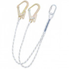 Double longe singer en y tressee 1,50m polyamide mousqueton + 2 crochets