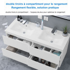 120x46x52(l*w*h)cm meuble salle de bain blanc avec 4 tiroirs à une fermeture amortie avec deux vasques à suspendre