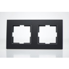 Plaque de finition plastique noir 2 postes 81x155x10mm