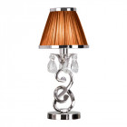 Lampe de table oksana, nickel poli, pampilles cristal, abat-jour chocolat