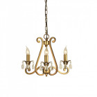 Chandelier oksana, laiton antique, pendeloques cristal, 3 éclairages