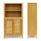 Armoire étagère petit meuble table 2 portes bambou salle de bain salon multifonction 92 cm helloshop26 3213056