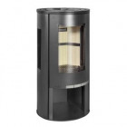 Poele a bois de forme arrondie a bucher inferieur 11 kw elypse bucher inferieur, ferelypse