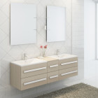 Ensemble complet meuble salle de bain pure 2 vasques 2 miroirs