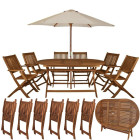 Ensemble salon de jardin en bois 6 chaises + table       marron