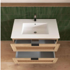 Ensemble meuble de salle de bains 80 cm et colonne - Décor bois et cannage - APOLLINE Aurlane - PACM916
