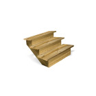 Escalier bois extérieur - 3 marches pleines - largeur = 1m20 - marches découpables - avec contremarches - pin du nord - traité autoclave