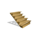 Escalier bois extérieur - 5 marches pleines - largeur = 1m20 - marches découpables - avec contremarches - pin du nord - traité autoclave