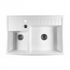 Evier céramique sarreguemines timbre d'office 2 bacs baroque blanc