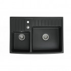 Evier céramique timbre d'office 2 bacs baroque anthracite