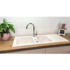 Evier céramique à encastrer Lingot Blanc Sarreguemines - 2 cuves avec égouttoir