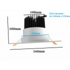 Downlight spot led cob carré orientable 24w - couleur eclairage au choix