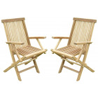 Lot de 2 fauteuils pliants jenaë teck premium