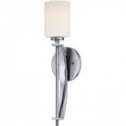 Applique taylor, chrome poli, verre opale, led, modèle large