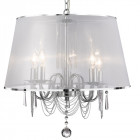 Suspension venetian en chrome et verre, avec abat-jour en polycarbonate blanc