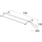 Porte serviette double fixe enzinc chromé serie monaco fixations invisibles 148 x 731 x 204 mm