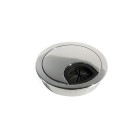 Lot de 8 passe-câbles circulaires, diamètre 60mm, à encastré Zamak, Chromé