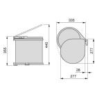 Bac de recyclage à fixer sur porte de meuble, 1 bac amovible 13 litres, Plastique, Blanc