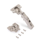 Lot de 20 charnières coudées X91 à fermeture amortie avec embases à visser, Hauteur 0, Acier, Nickelé Lot de 20 charnières coudées X91 à fermeture amortie avec embases à visser, Hauteur 0, Acier, Nickelé