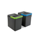 Kit de bacs de tri sélectif pour tiroirs de cuisine Recycle hauteur 216mm, 2x6litres, Plastique gris anthracite
